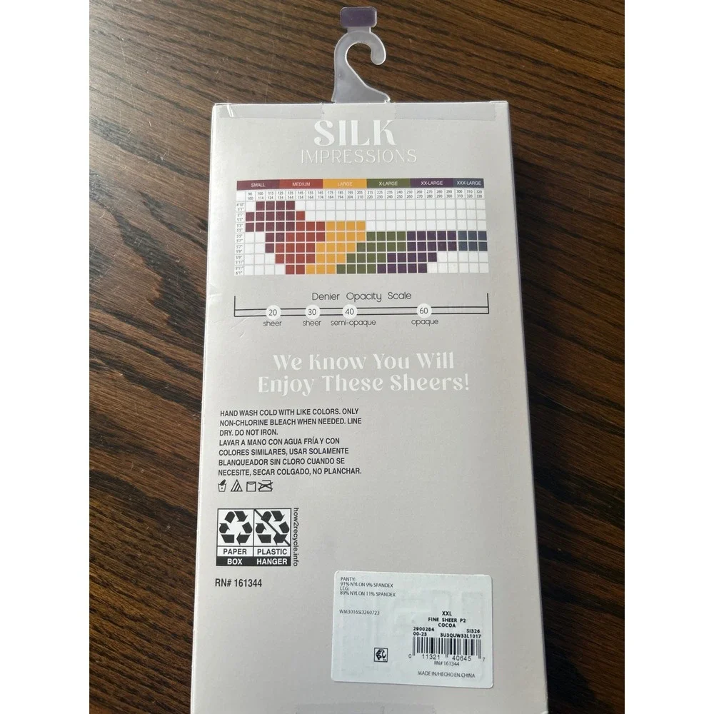 Silk‎ Impressions Ultra Fine Sheer High Waisted Tights 2Pair 2XL Cocoa 15 Denier